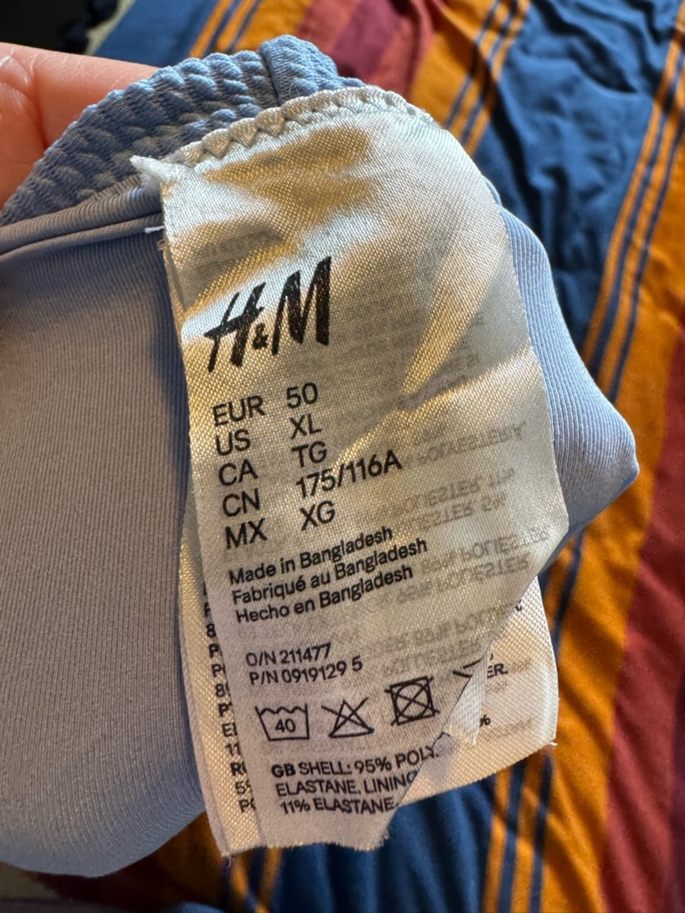 H&M Light Blue Textured One-Piece XL - Picture 2 of 3